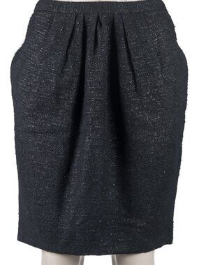 💙💖 Peter Som Pleated Metallic Wool Skirt in Black